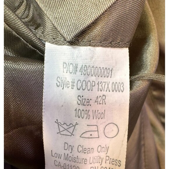 Chaps Mens Wool Blazer Jacket 42R Tan Button Notch Lapel - Picture 3 of 15